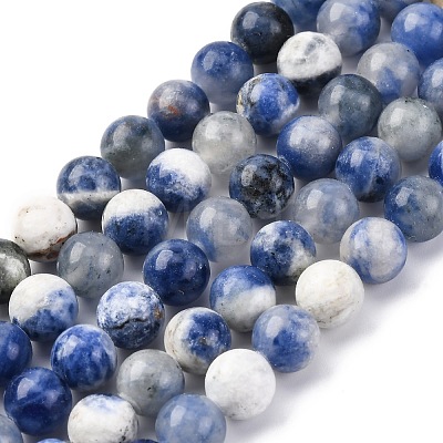 Natural Sodalite Round Bead Strands G-E334-8mm-08-1