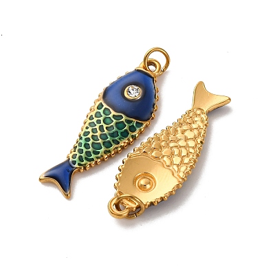 304 Stainless Steel Enamel Pendants STAS-H475-07G-1