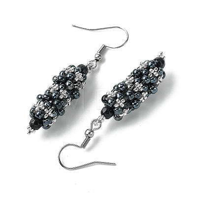 Oval Glass Seed Dangle Earrings EJEW-MZ00147-02-1
