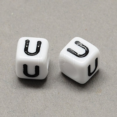 Large Hole Acrylic Letter European Beads LS-SACR-Q103-6mm-01U-1