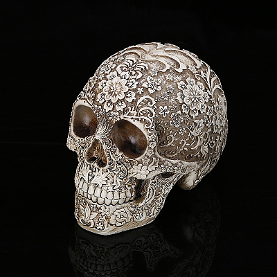 Resin Floral Skull Medical Model Statues PW-WG24131-01-1