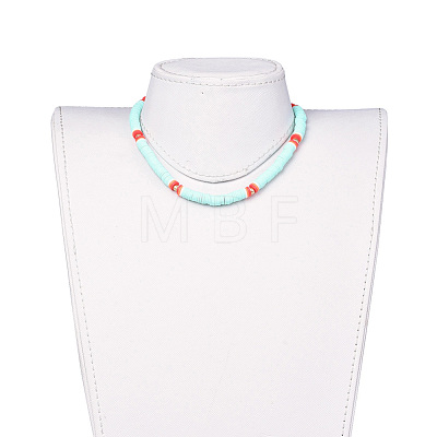 Handmade Polymer Clay Heishi Beads Choker Necklaces NJEW-JN02446-03-1