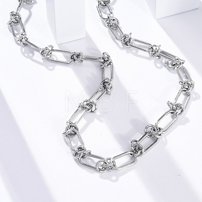 304 Stainless Steel Oval Knot Link Chain Necklaces for Women Men NJEW-P321-02P-1