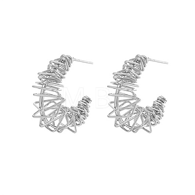 304 Stainless Steel Wire Wrap Stud Earrings TS7204-2-1