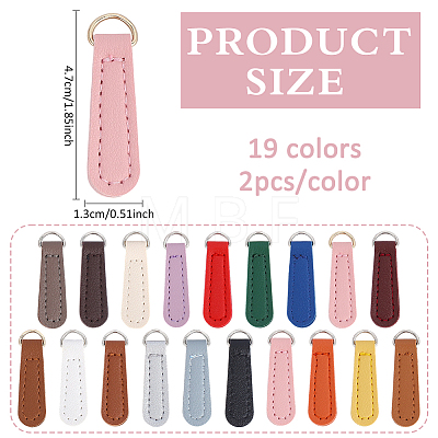38Pcs 19 Styles PU Leather Zipper Pull Tabs FIND-ME0004-16-1