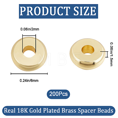 CREATCABIN 200Pcs Brass Spacer Beads KK-CN0002-74-1