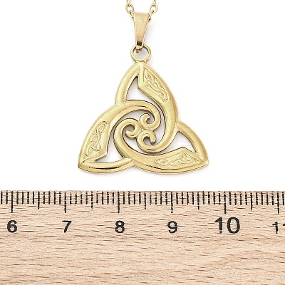Viking Triskelion Knot 304 Stainless Steel Pendant Necklaces NJEW-M096-32G-1