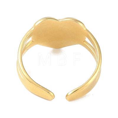 Ion Plating(IP) 304 Stainless Steel Enamel Heart Cuff Finger Rings RJEW-L107-059G-01-1