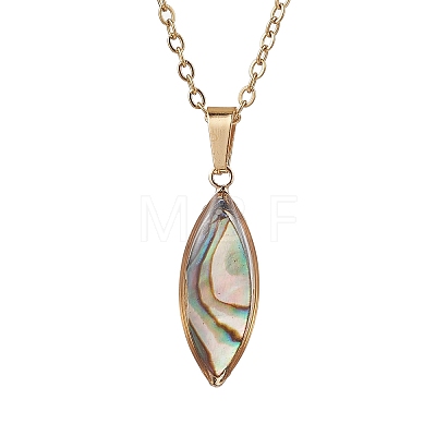 Natural Paua Shell Pendant Necklaces NJEW-JN05141-1