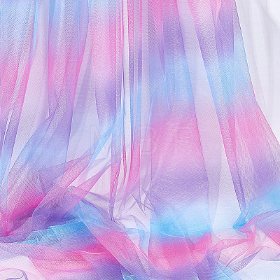 Rainbow Color Polyester Mesh Fabric DIY-WH0496-43A-1