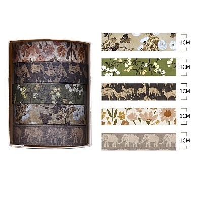 5 Rolls Forest Theme Paper Decorative Paper Tapes Set STIC-H002-05E-1