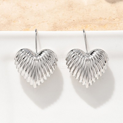 Textured Heart Brass Dangle Earrings EJEW-B132-04P-1