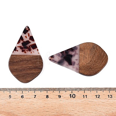 Transparent Resin and Walnut Wood Pendants RESI-T057-06B-1