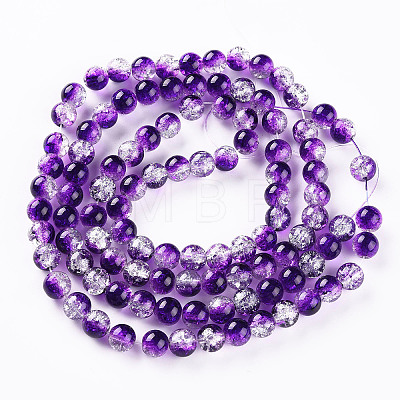 Baking Paint Transparent Crackle Glass Round Bead Strands DGLA-Q018-8mm-47-1