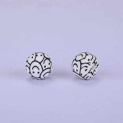 Printed Round Silicone Focal Beads SI-JX0056A-39-1