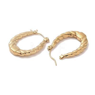 Twist Oval 201 Stainless Steel Half Hoop Earrings for Women EJEW-G385-28G-1