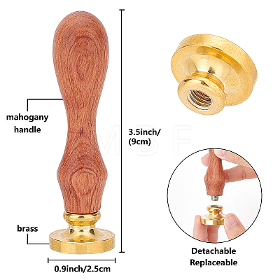 Brass Wax Seal Stamps with Wood Handle AJEW-WH0412-0113-1