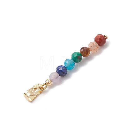 Chakra Natural Amethyst & Tiger Eye & Red Jasper & Lapis Lazuli & Apatite & Malachite & Sunstone Faceted Round Beaded Pendants X-PALLOY-JF03559-01-1