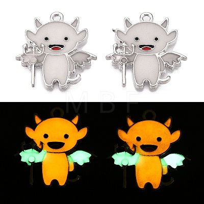 Halloween Theme Rack Plating Luminous Alloy Enamel Pendants ENAM-N056-233P-1