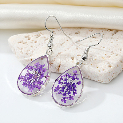 Bohemian Resin Dried Flower Earrings Colorful Creative Eternal Floral Drop for Women ST6910548-1