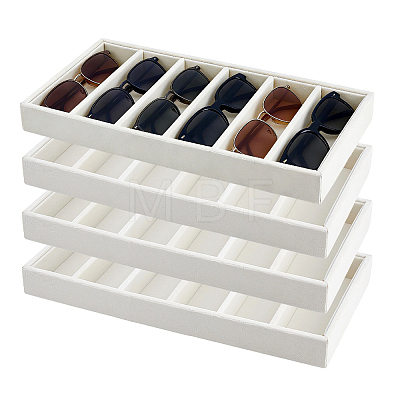 6 Grids Rectangle MDF Covered with Velvet Glasses Organizer Trays CON-WH0110-318B-1