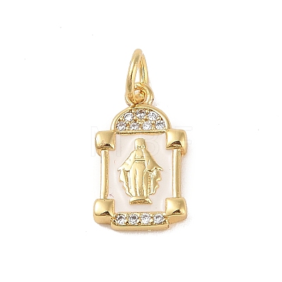 Brass Micro Pave Clear Cubic Zirconia Pendants KK-E111-31C-G-1