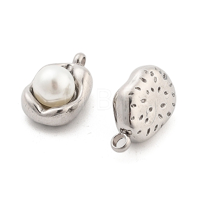 304 Stainless Steel Inlay ABS Pearl Pendants STAS-S131-02P-1