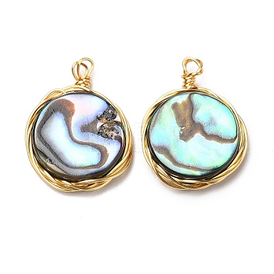 Natural Abalone Shell/Paua Shell Pendants G-K341-16G-1