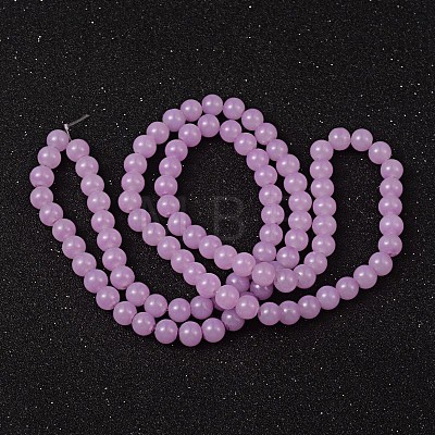 Violet Color Spray Painted Round Imitation Jade Glass Beads Strands X-DGLA-S076-8mm-22-1