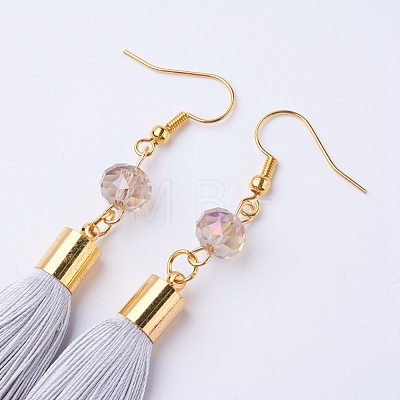 Ice Silk Thread Tassel Dangle Earrings EJEW-P142-A01-1