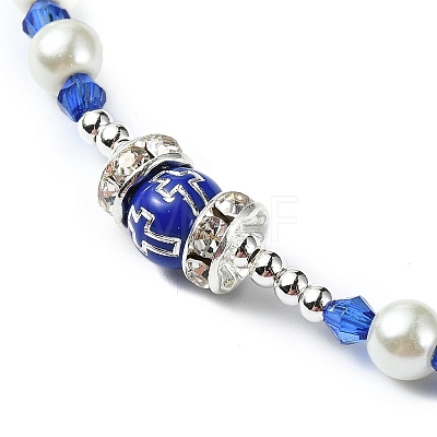 Cross & Virgin Mary Alloy Rosary Bead Necklaces NJEW-JN05123-03-1