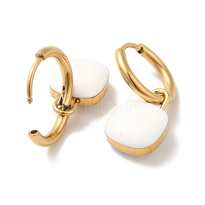 Enamel Square Padlock Dangle Hoop Earrings STAS-H175-22G-A-1