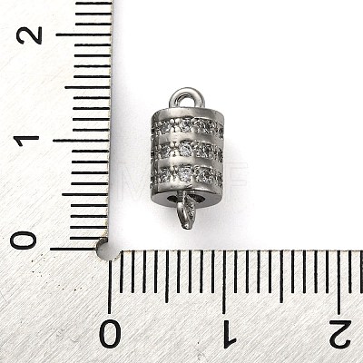 Brass Micro Pave Clear Cubic Zirconia Hollow Column Connector Charms KK-A230-05D-P-1