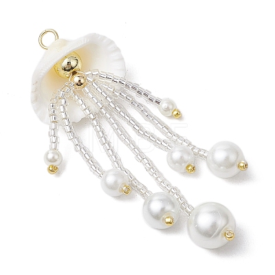 Glass Seed Beaded Jellyfish Pendants PALLOY-MZ00571-01-1