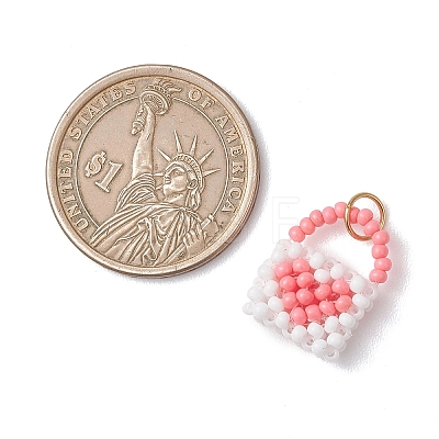Glass Seed Beaded Handbag Pendants PALLOY-MZ01217-03-1