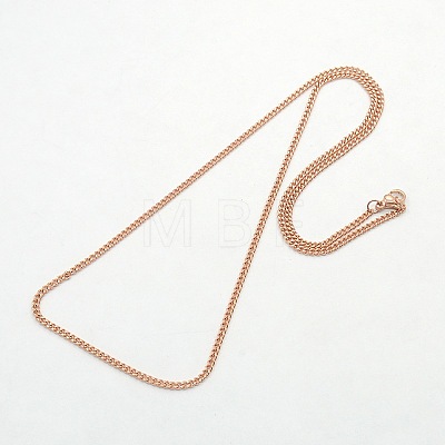 Unisex Casual Style 304 Stainless Steel Curb Chain Necklaces STAS-O037-54RG-1