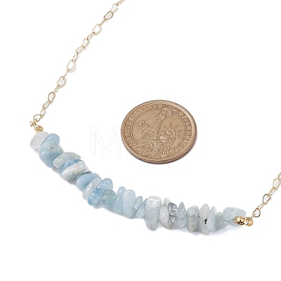 Natural Aquamarine Chip Bib Necklaces NJEW-JN04950-04-1