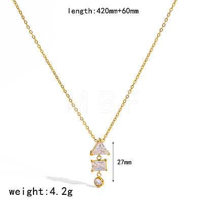 304 Stainless Steel Pave Clear Cubic Zirconia Pendant Necklaces for Women WGBFE42-05-1
