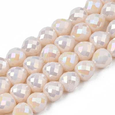 Electroplate Opaque Solid Color Glass Beads Strands EGLA-N002-26-B-1