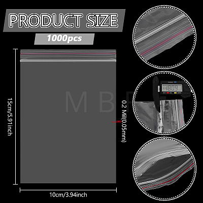 1000Pcs Plastic Resealable Packaging Bags OPP-PH0001-38-1