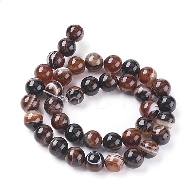 Natural Striped Agate/Banded Agate Beads Strands G-G582-10mm-45-1