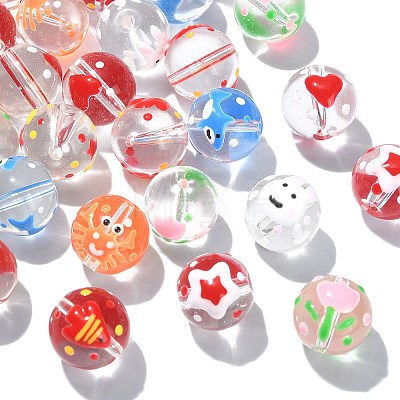 32Pcs 8 Styles Transparent Handmade Lampwork Beads LAMP-CJ0001-79-1