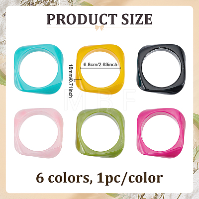 6Pcs 6 Colors Acrylic Bangles for Women BJEW-ME0001-03A-1
