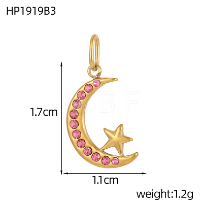 304 Stainless Steel Cubic Zirconia Pendants STAS-OY009-44G-1