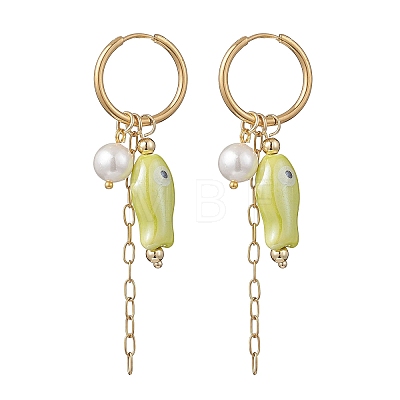 304 Stainless Steel Fish Hoop Earrings EJEW-JE06748-1
