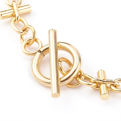 Brass Bar Link Chain Bracelets BJEW-JB06004-1