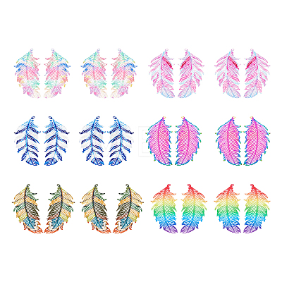  48Pcs 6 Colors Ion Plating(IP) 201 Stainless Steel Filigree Pendants STAS-TA0001-87-1