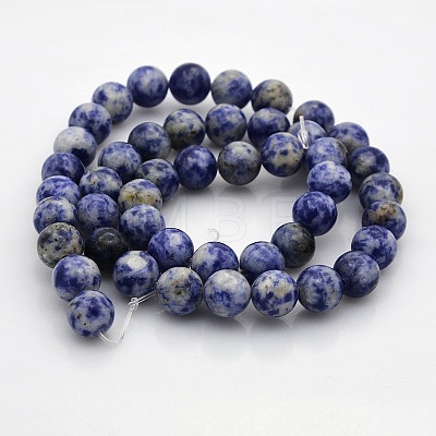 Natural Blue Spot Jasper Round Bead Strands G-N0120-48-8mm-1