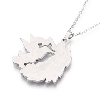 Printed 304 Stainless Steel Enamel Flower & Bird Pendant Necklaces NJEW-N063-03P-1