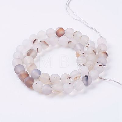 Natural Dendritic Agate Beads Strands G-J376-07-8mm-1